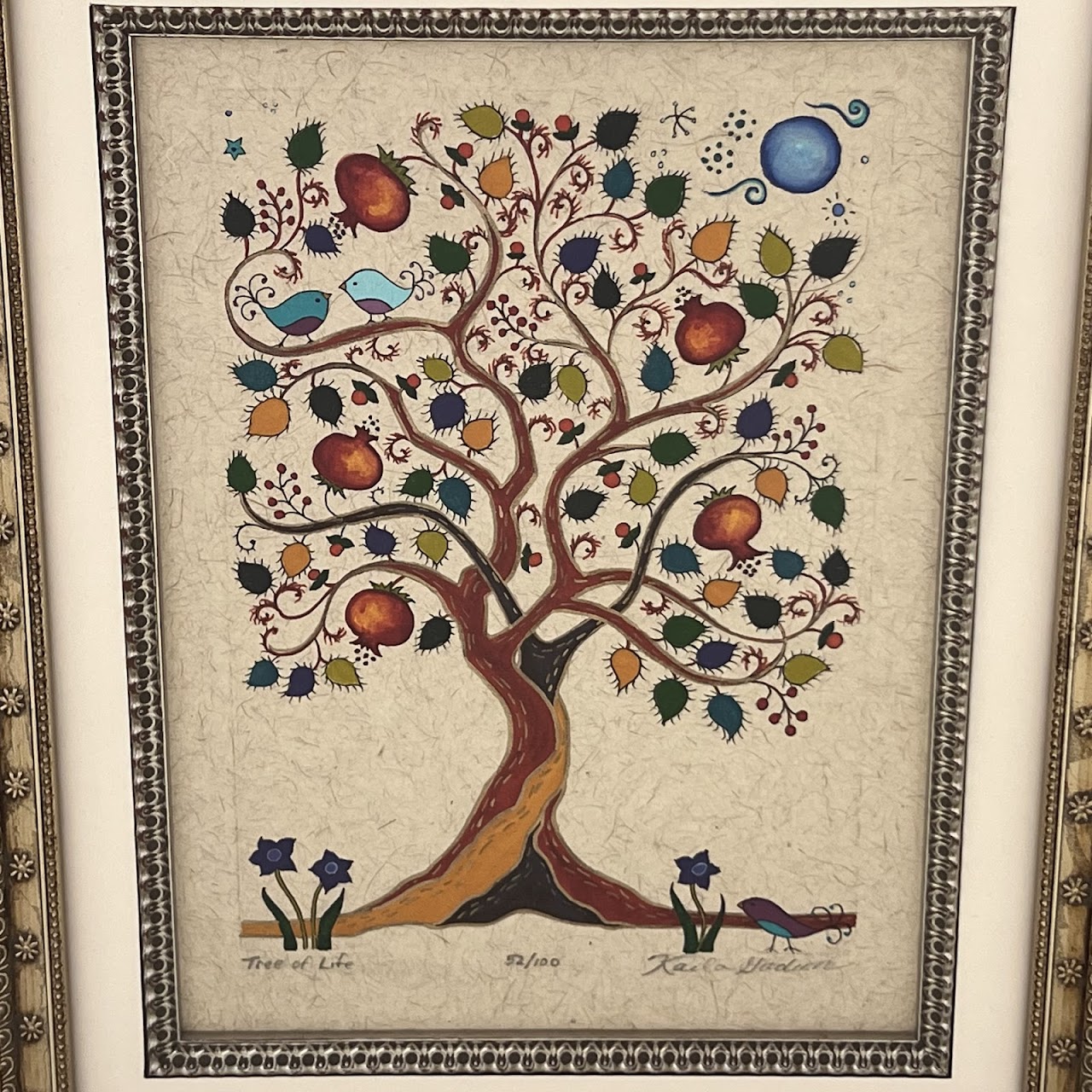 Karla Gudeon 'Tree of Life' Signed Hand-Painted Engraving