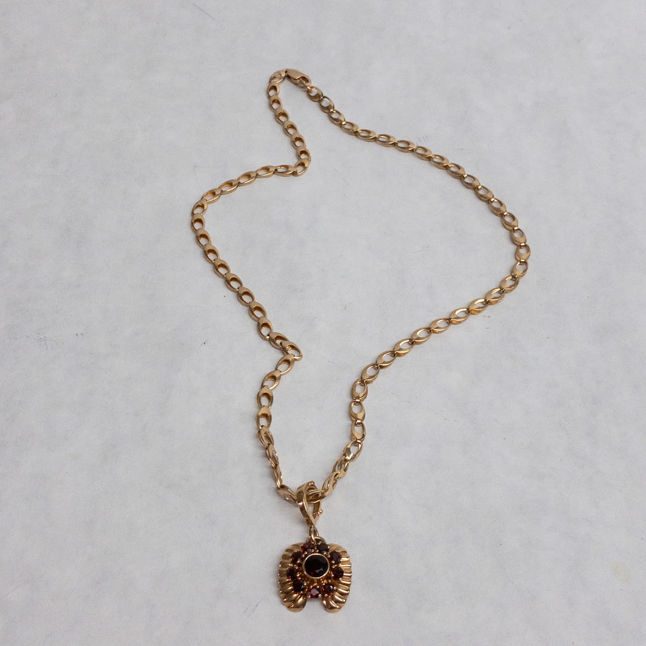 14K Gold and Garnet Pendant Necklace