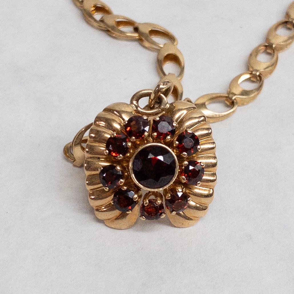 14K Gold and Garnet Pendant Necklace