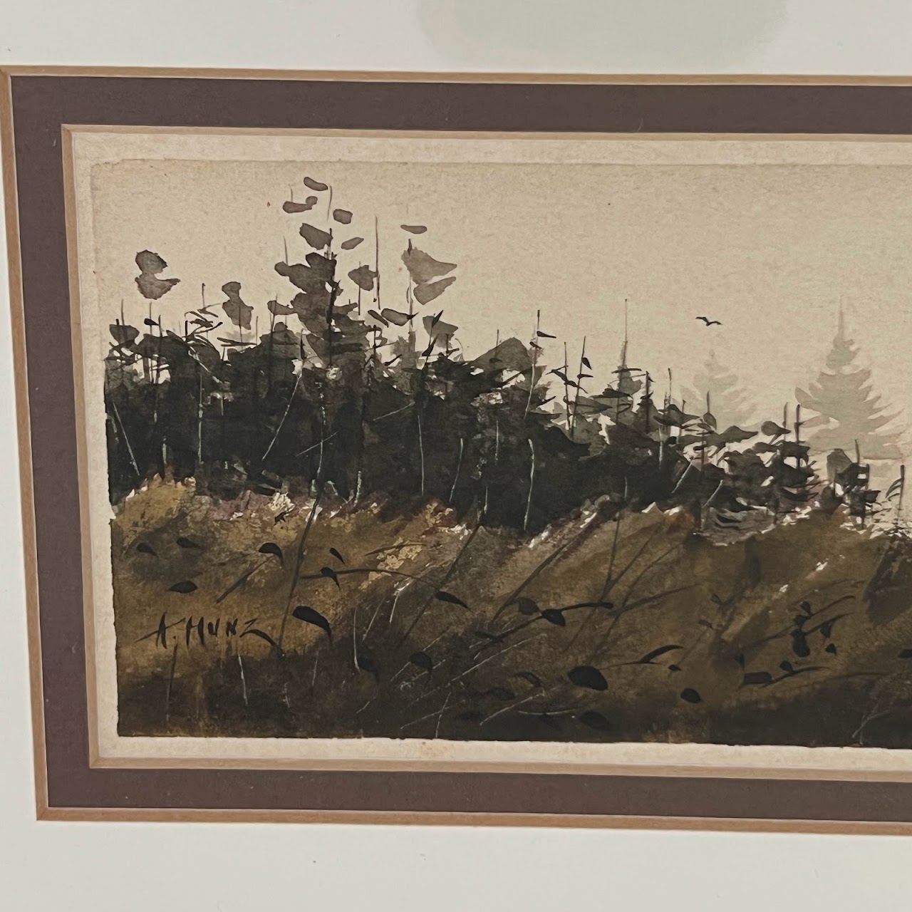 A. Hunz Signed Watercolor Landscape Painting