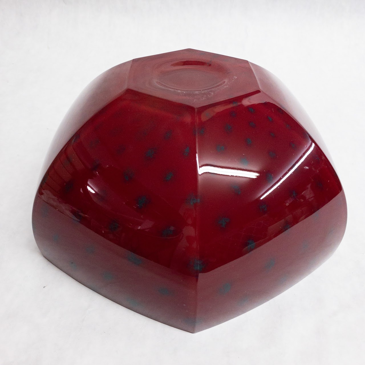 Red Polka Dot Art Glass Bowl