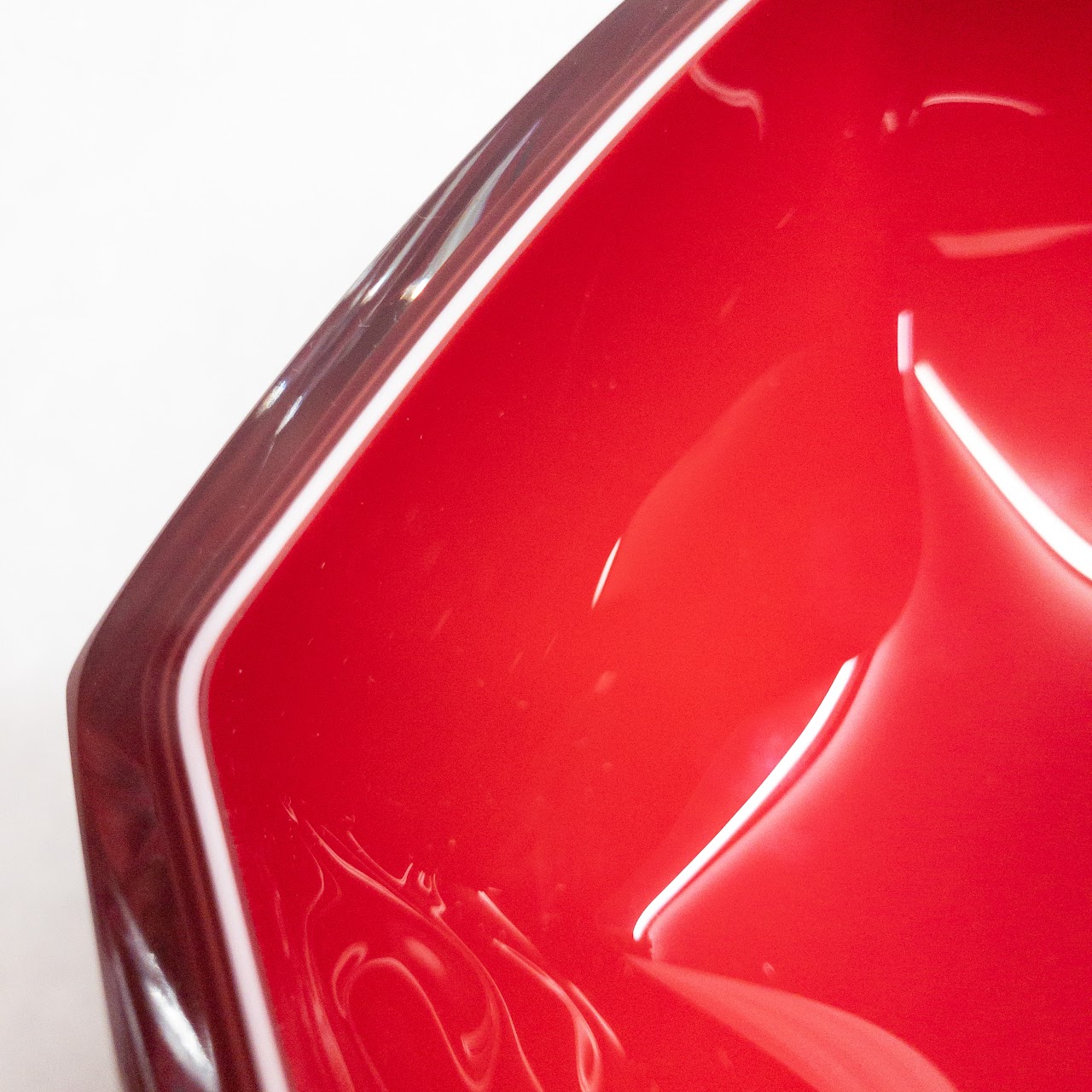 Red Polka Dot Art Glass Bowl