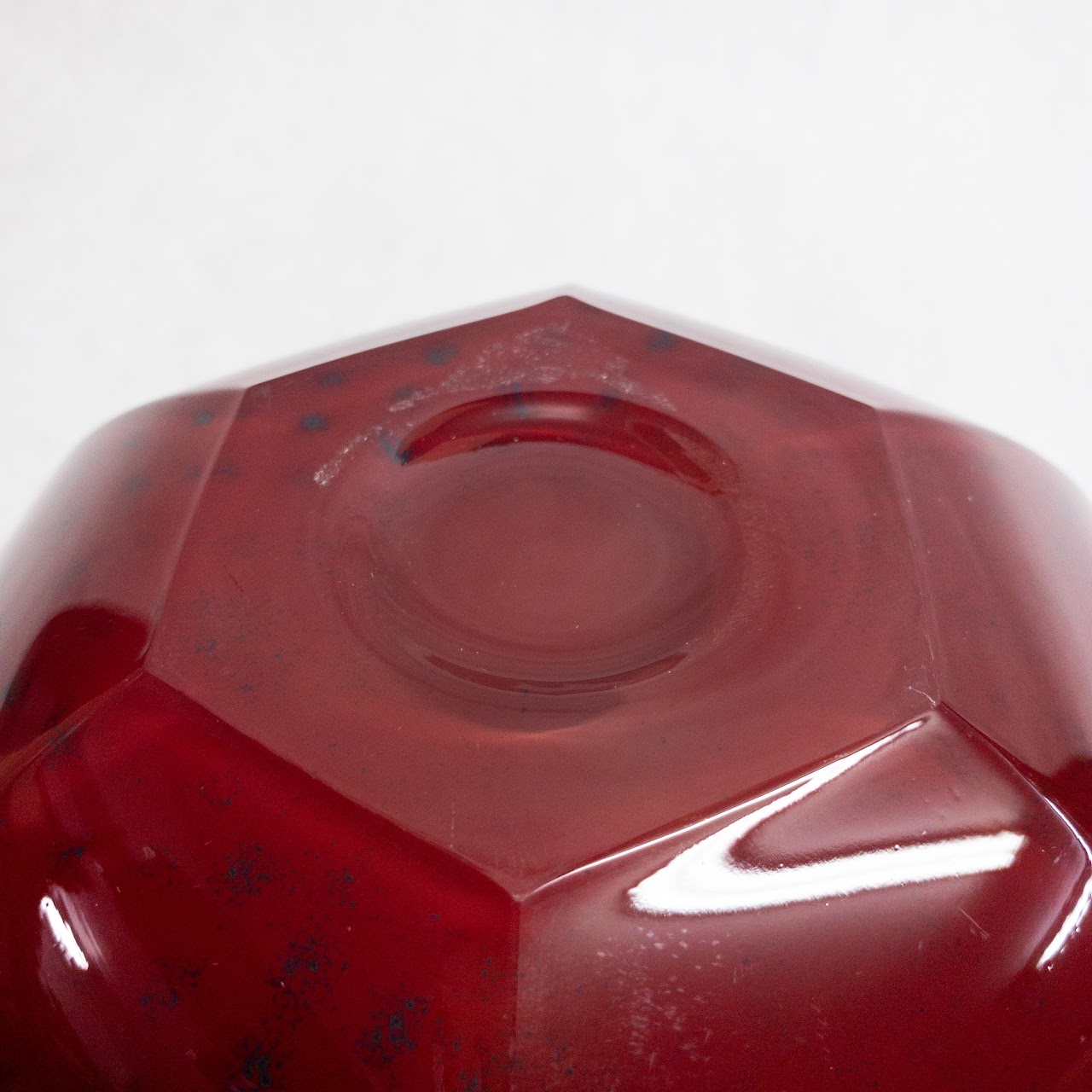 Red Polka Dot Art Glass Bowl