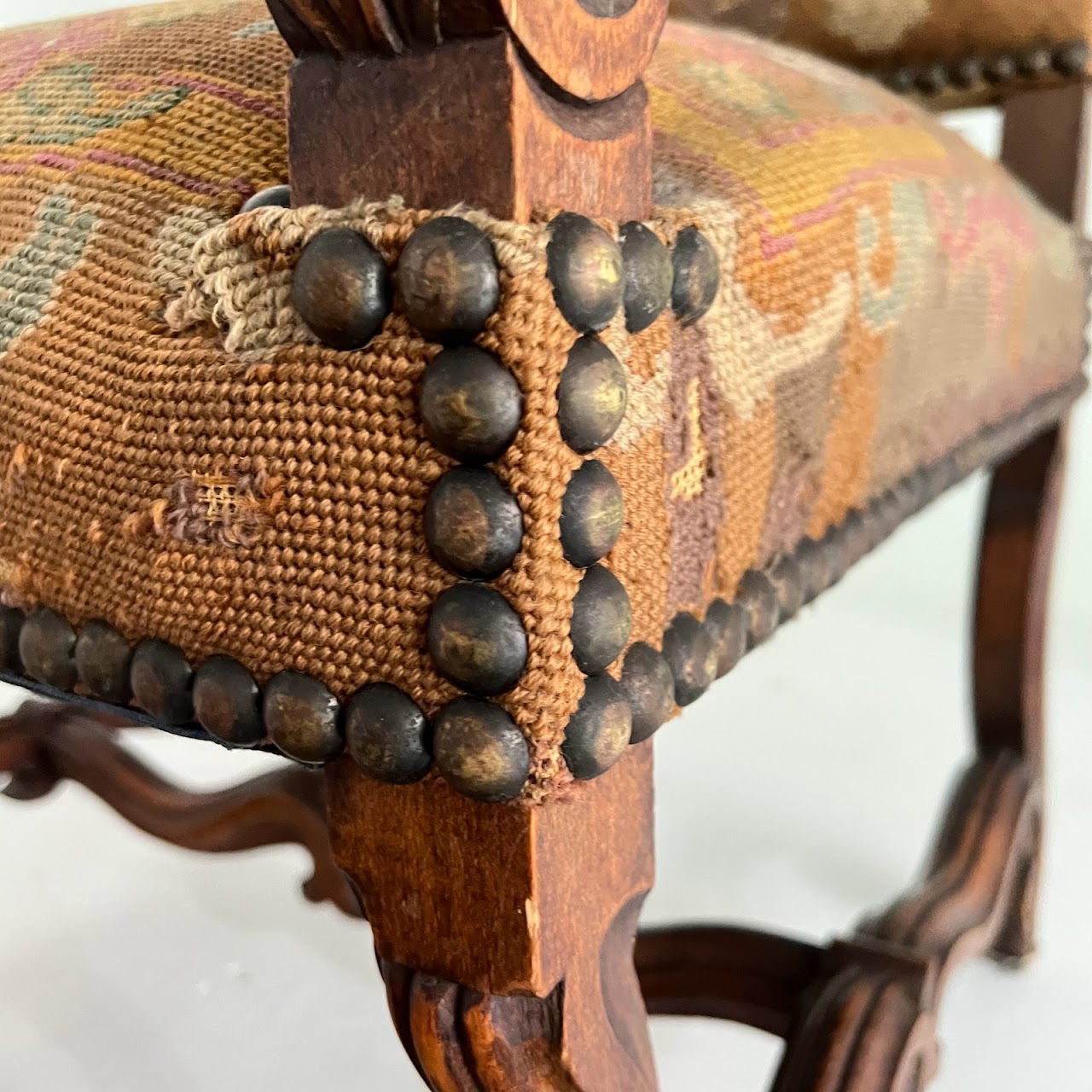 Louis XII Style Walnut Armchair with Needlepoint Upholstery