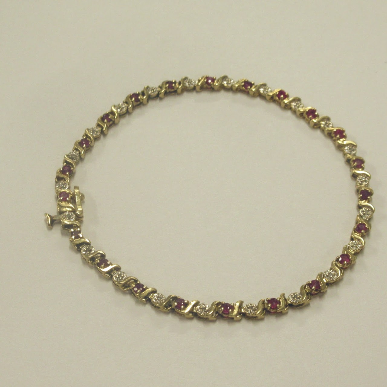 14K Gold, Diamond & Ruby Bracelet