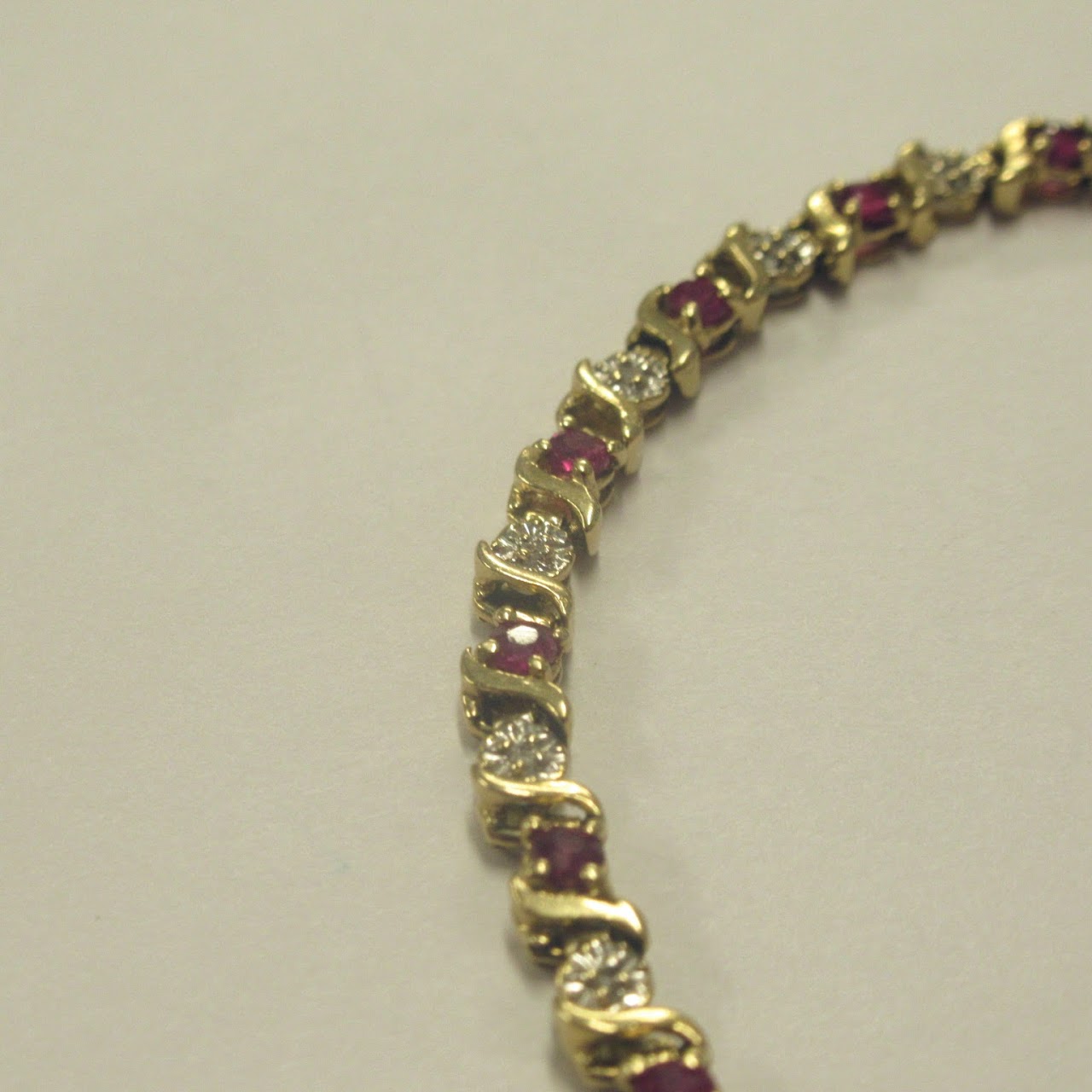 14K Gold, Diamond & Ruby Bracelet