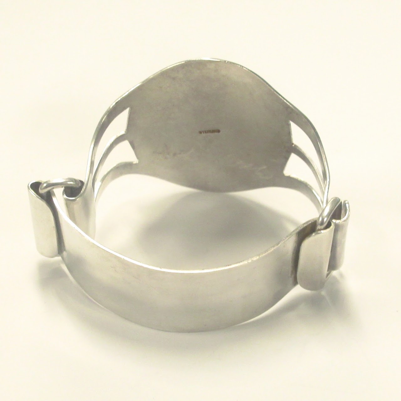 Sterling Silver & Stone Hinged Bangle