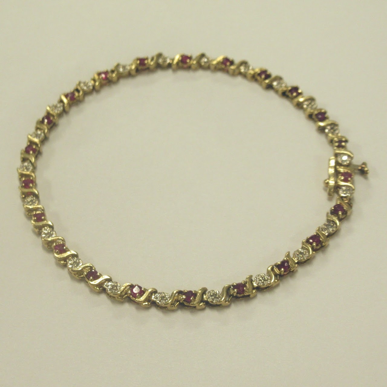 14K Gold, Diamond & Ruby Bracelet