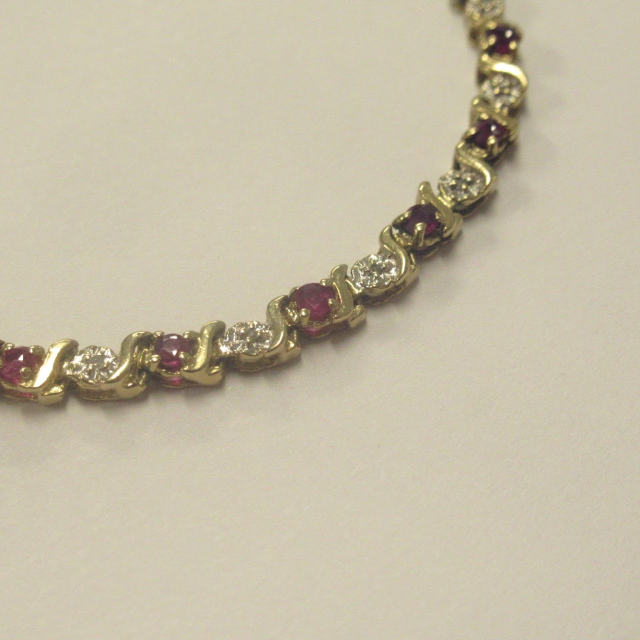 14K Gold, Diamond & Ruby Bracelet