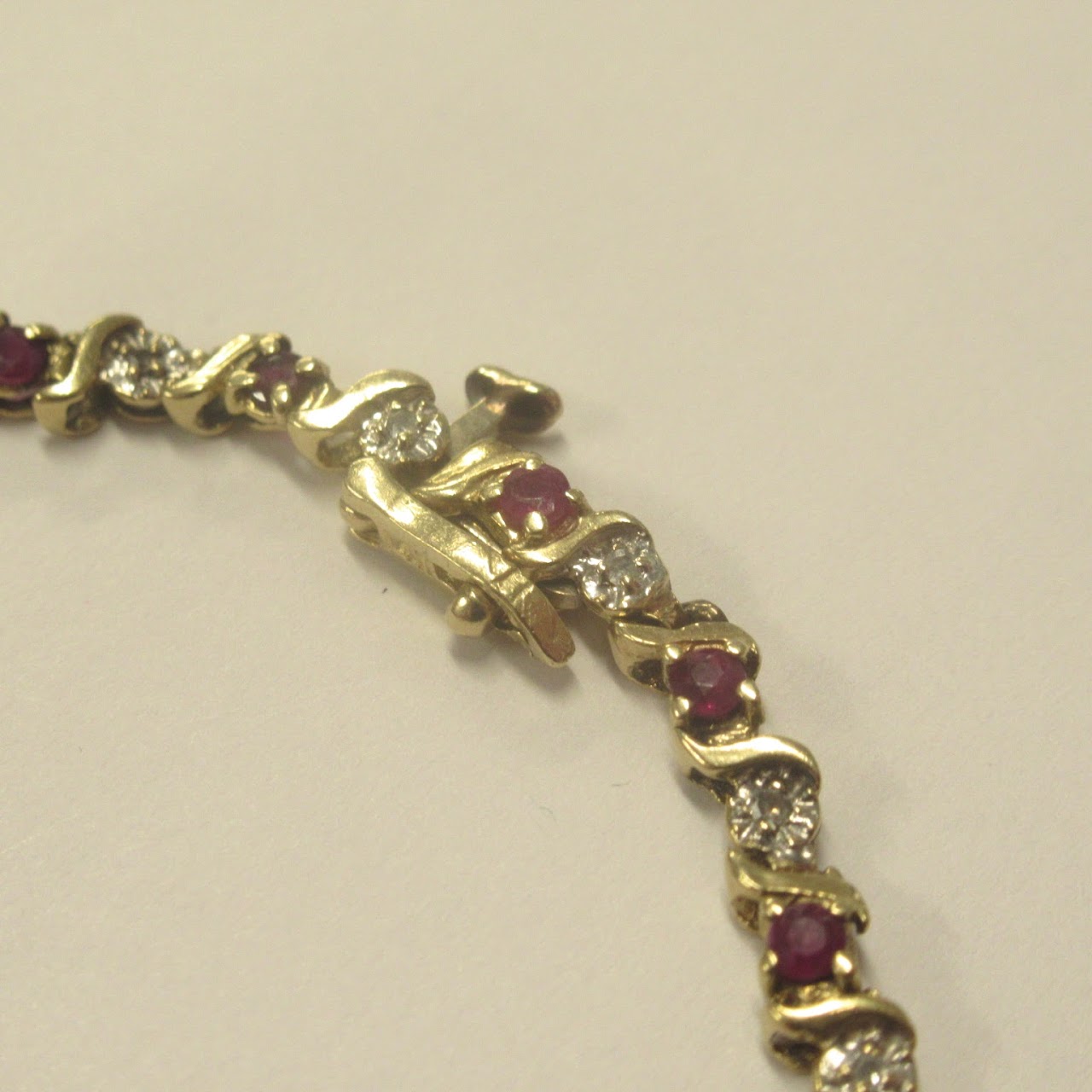 14K Gold, Diamond & Ruby Bracelet