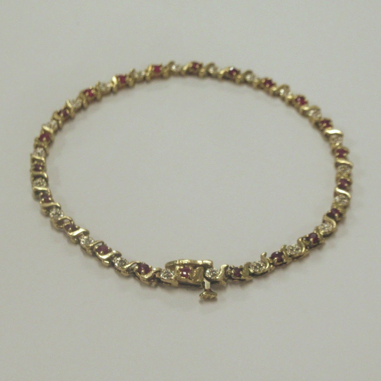 14K Gold, Diamond & Ruby Bracelet