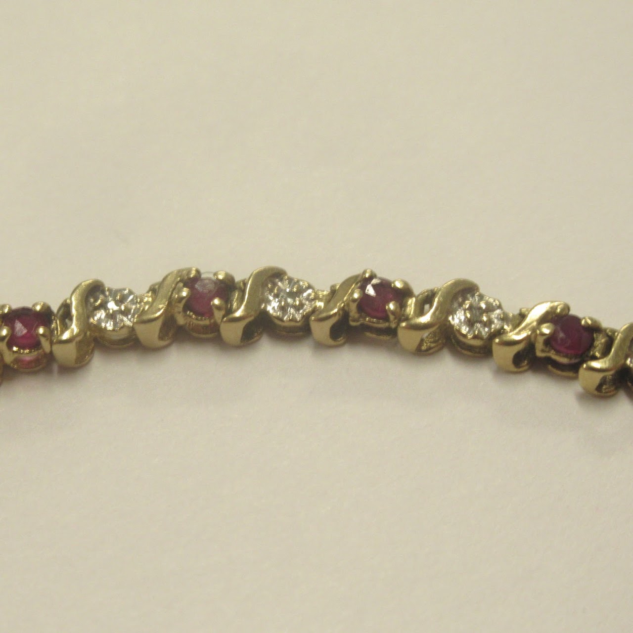 14K Gold, Diamond & Ruby Bracelet