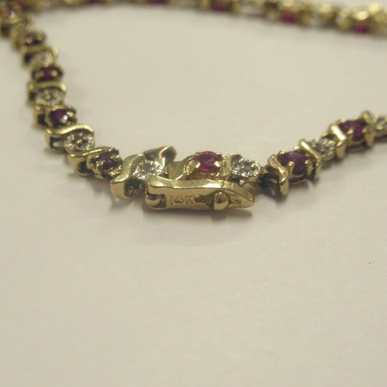 14K Gold, Diamond & Ruby Bracelet