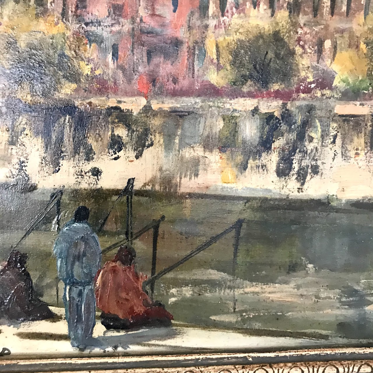 Josef Tretter Signed Paris Seine Bank Scene Oil Painting