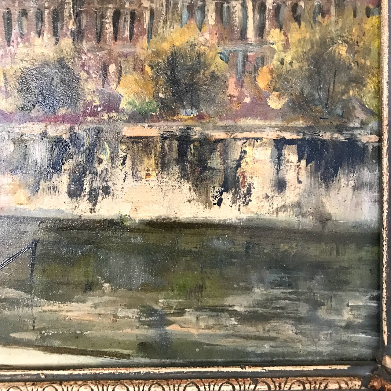 Josef Tretter Signed Paris Seine Bank Scene Oil Painting