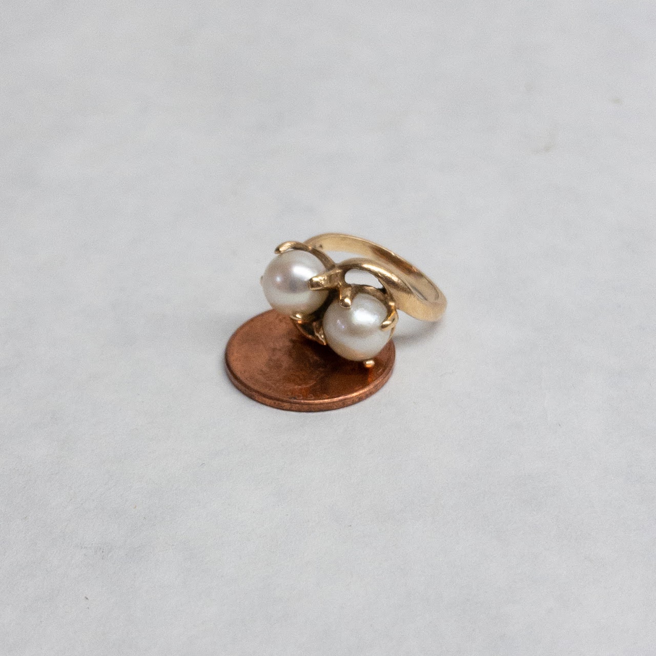 14K Gold and Pearl Duo Ring