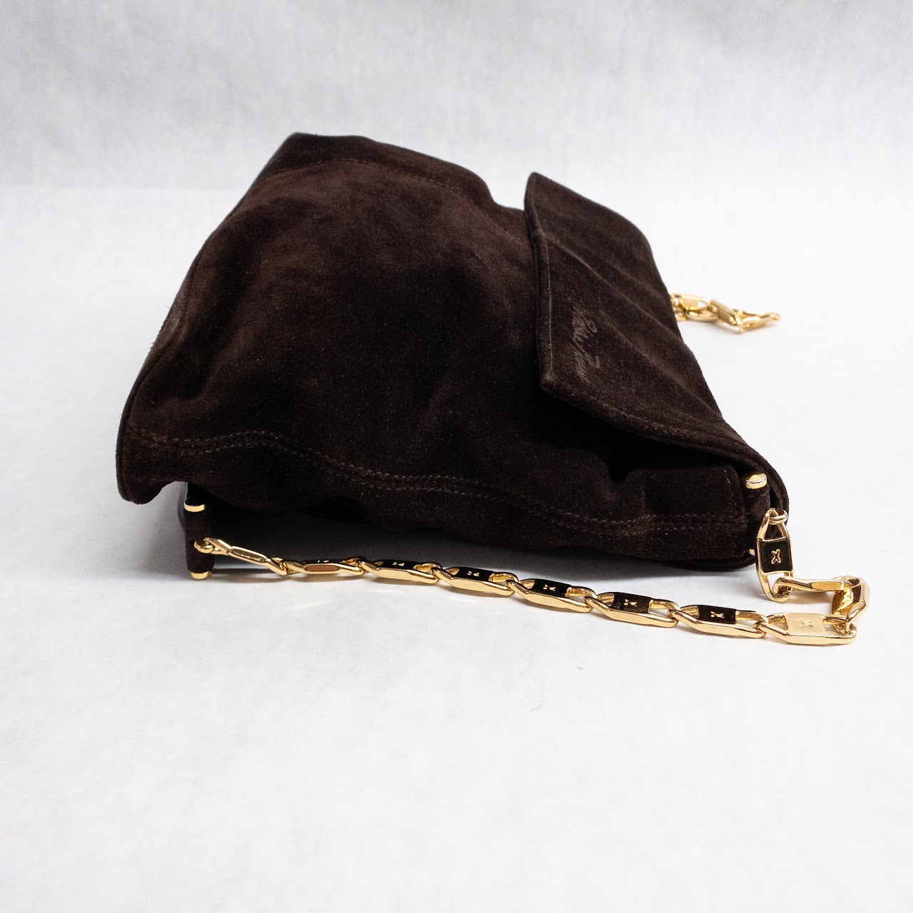 Paloma Picasso Suede Chain Link Shoulder Bag