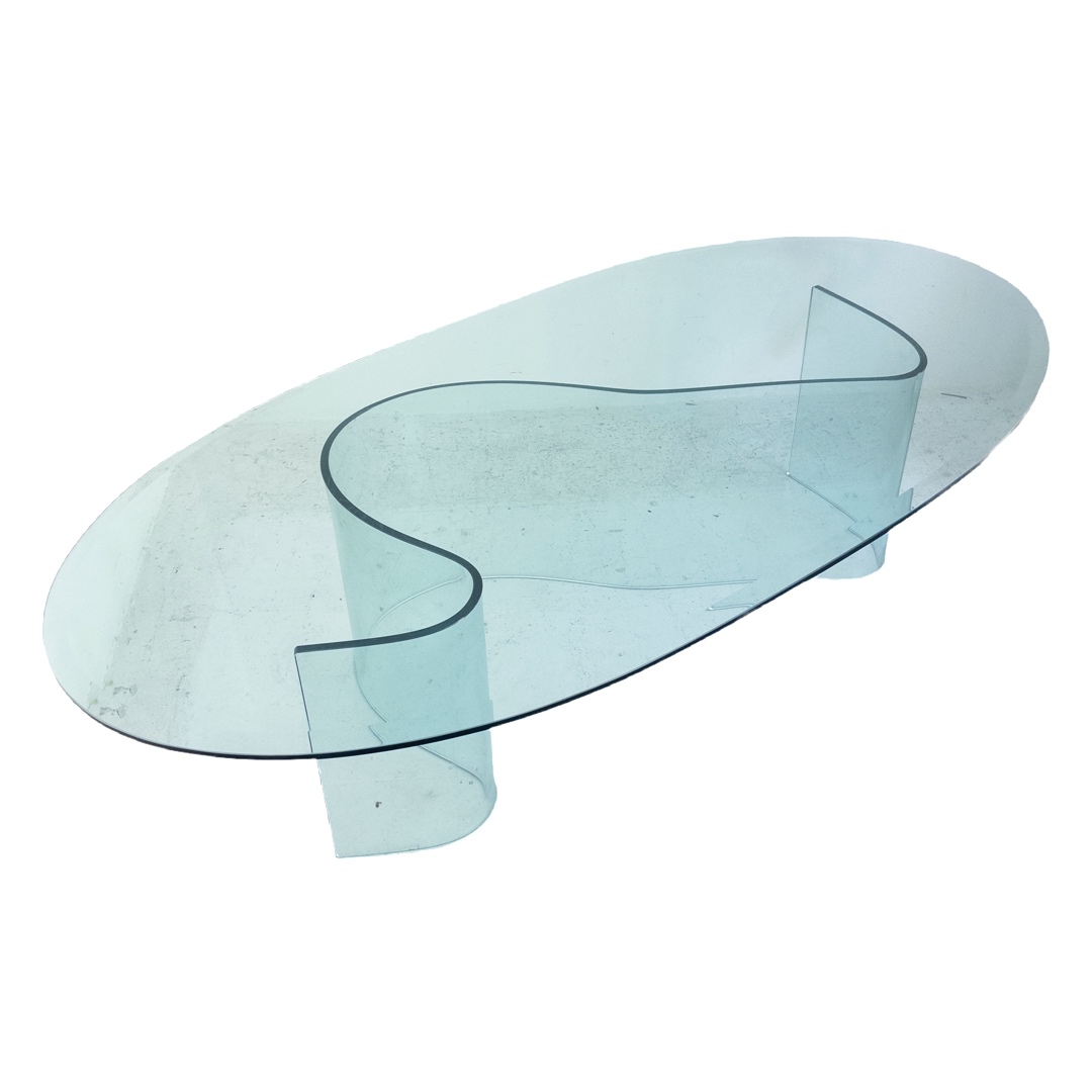 Biomorphic Vladimir Kagan-Style Glass Coffee Table