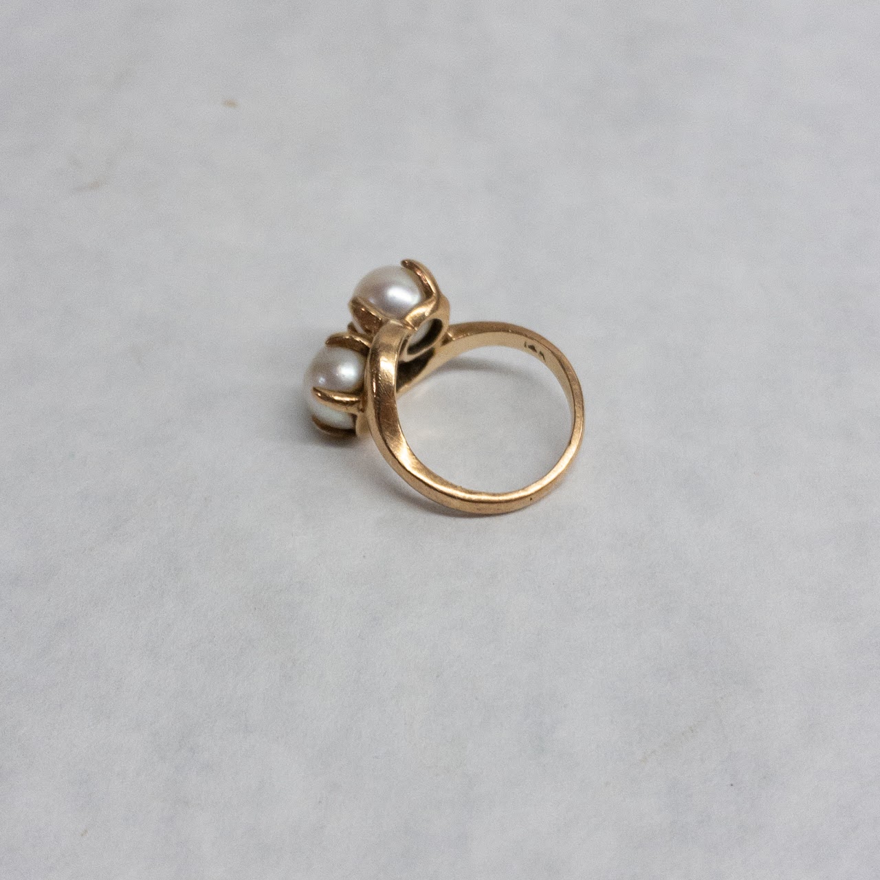 14K Gold and Pearl Duo Ring