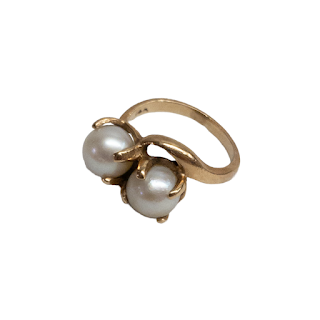 14K Gold and Pearl Duo Ring