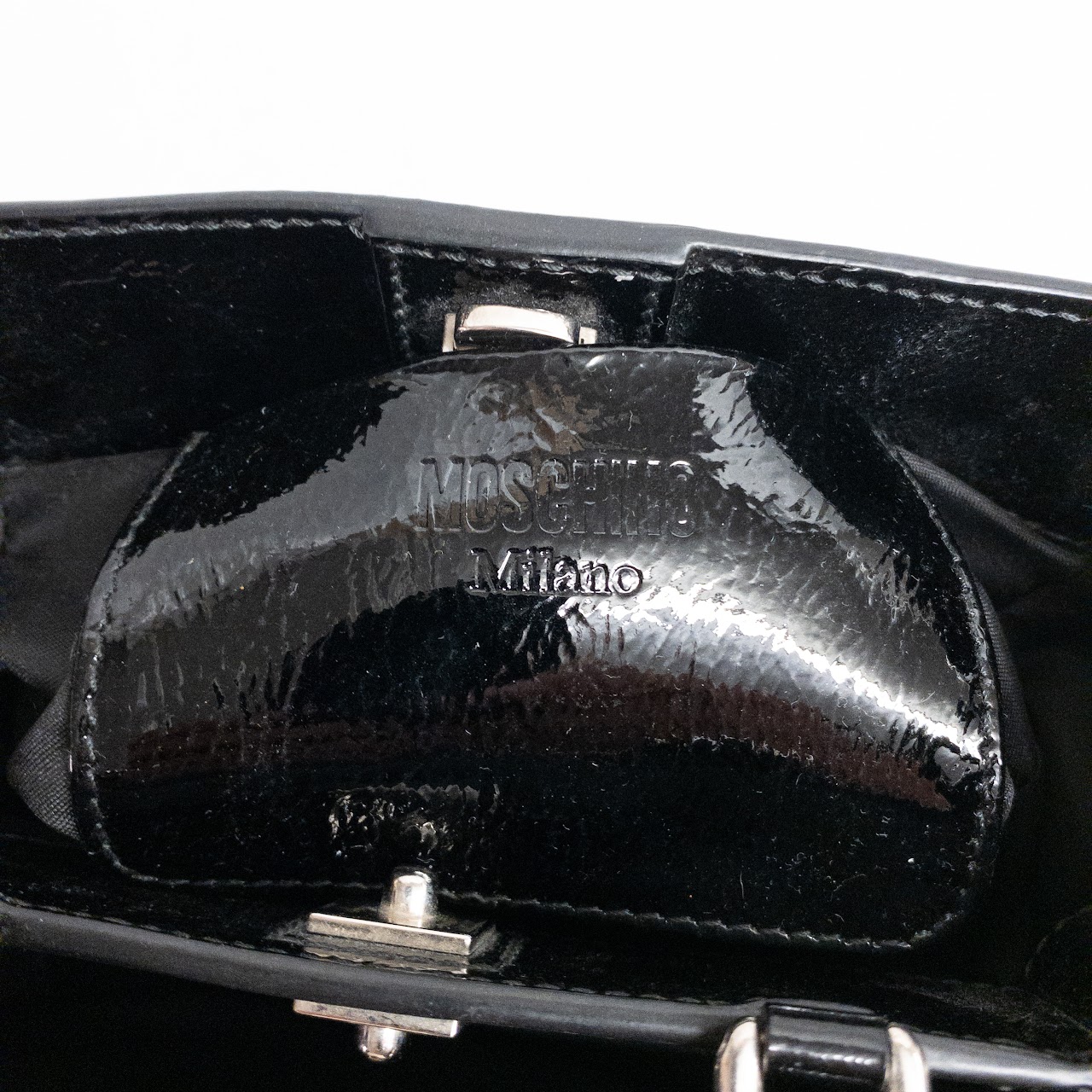 Moschino Milano Small Patent Leather Handbag