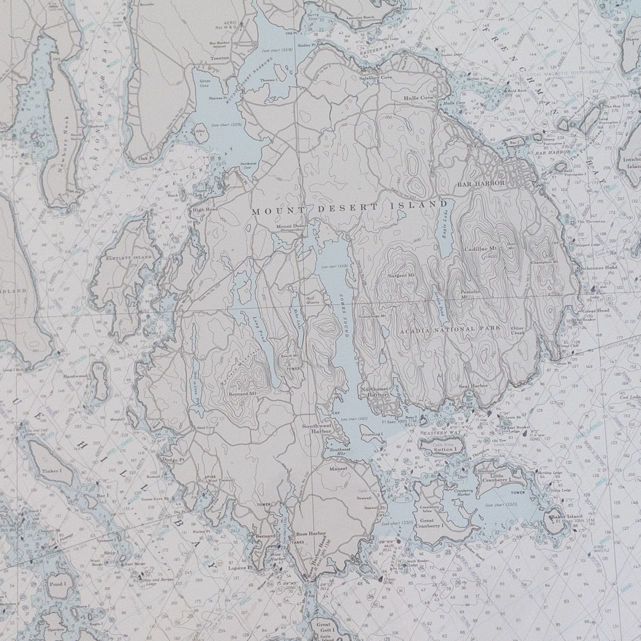 NOAA Maine Nautical & Sounding Chart 13312 Frenchman and Blue Hill Bays