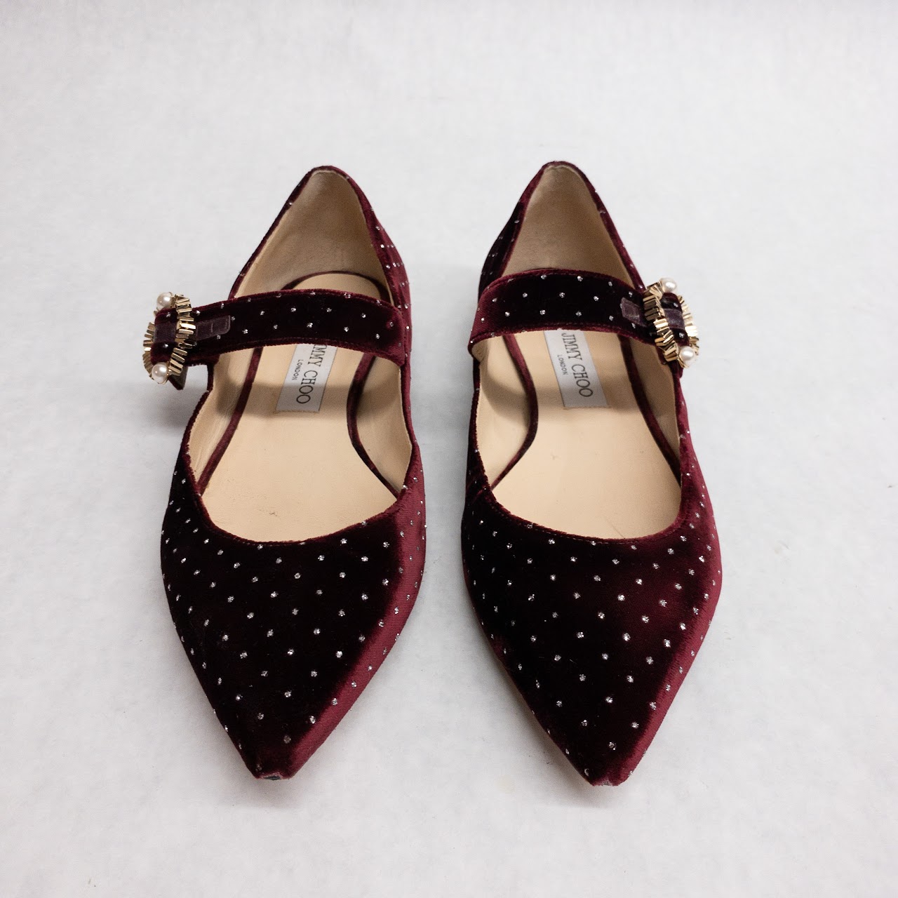 Jimmy Choo Velvet Rhinestone Flats