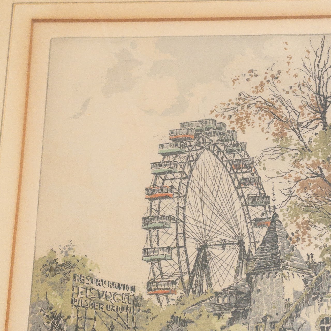 Hans Figura 'Prater Vienna' Signed Aquatint Etching, 1934