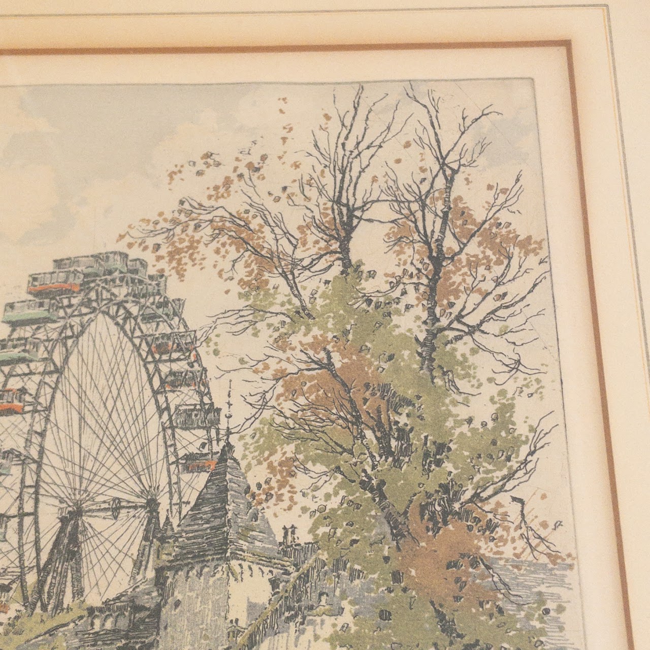 Hans Figura 'Prater Vienna' Signed Aquatint Etching, 1934