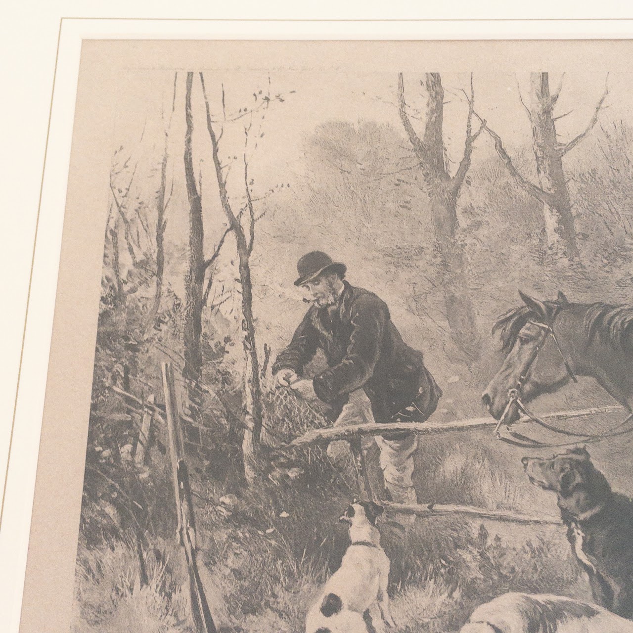 Hunt Scene Signed Lithograph