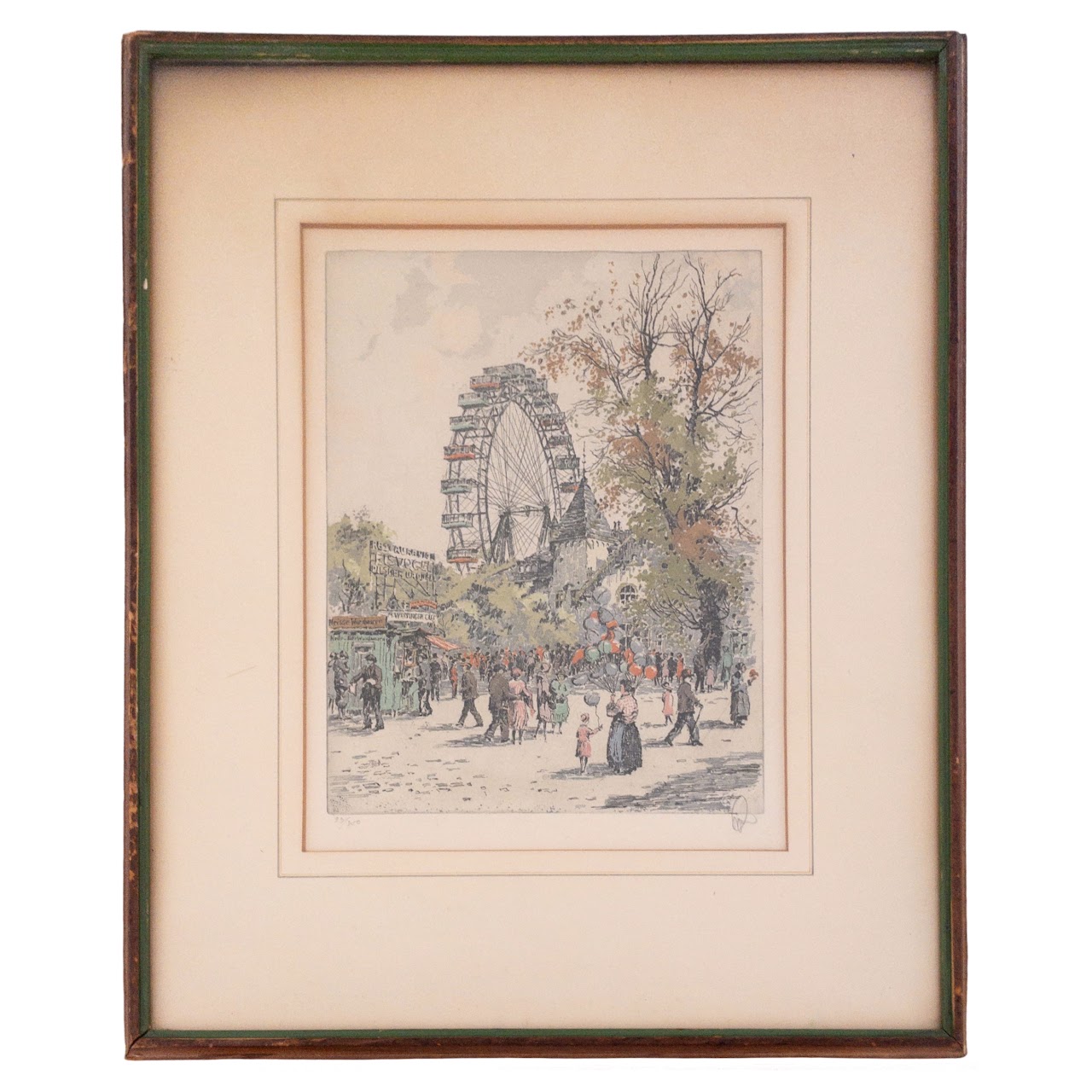 Hans Figura 'Prater Vienna' Signed Aquatint Etching, 1934