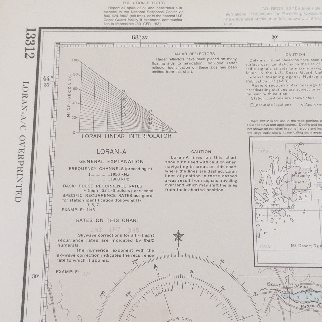 NOAA Maine Nautical & Sounding Chart 13312 Frenchman and Blue Hill Bays