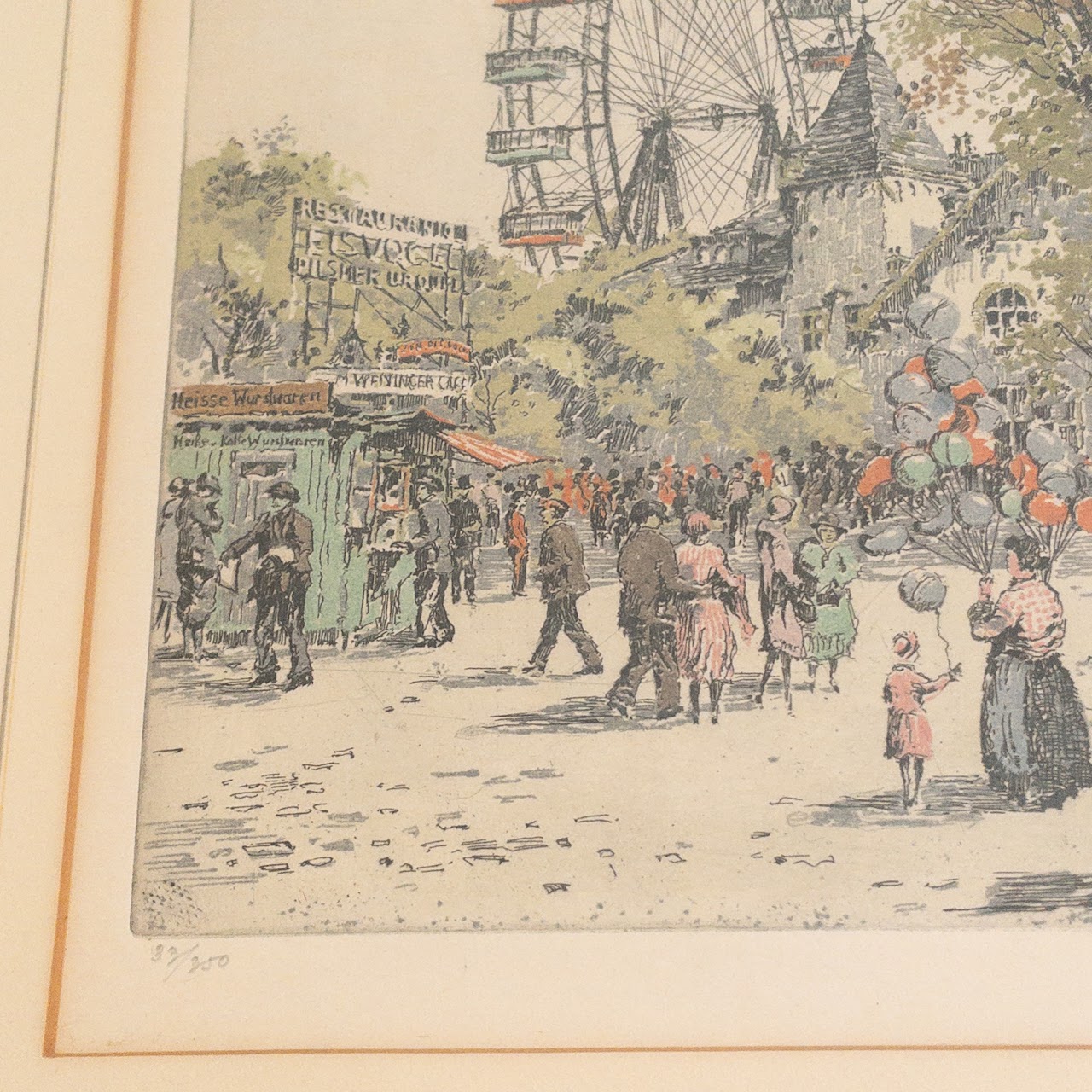 Hans Figura 'Prater Vienna' Signed Aquatint Etching, 1934