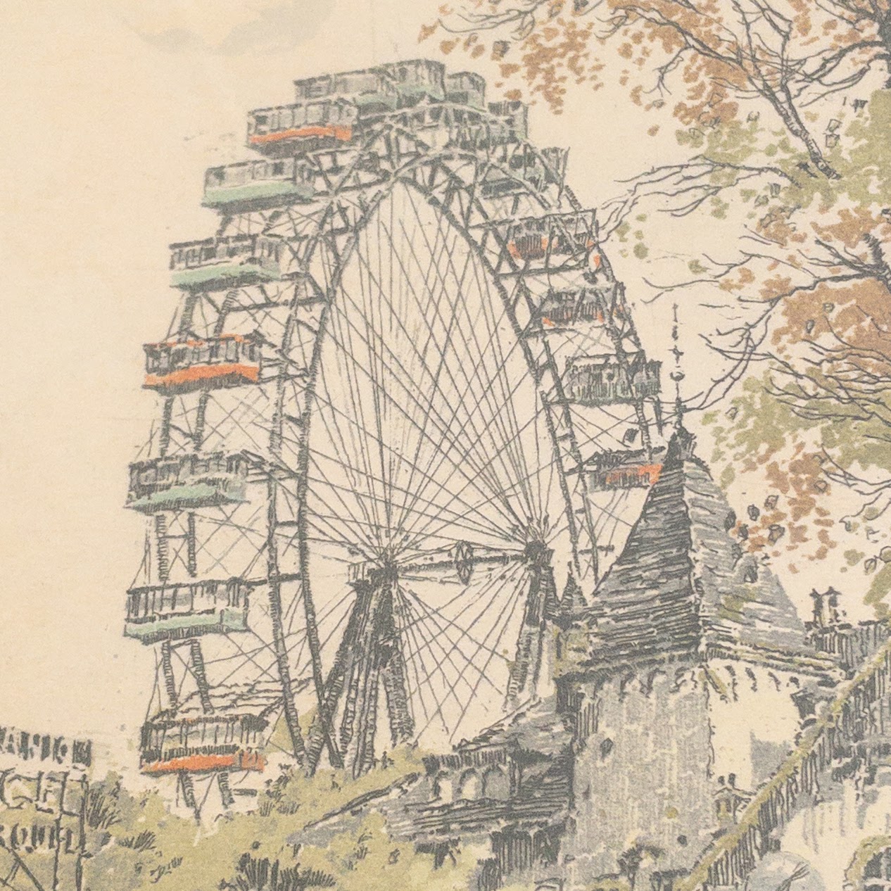 Hans Figura 'Prater Vienna' Signed Aquatint Etching, 1934