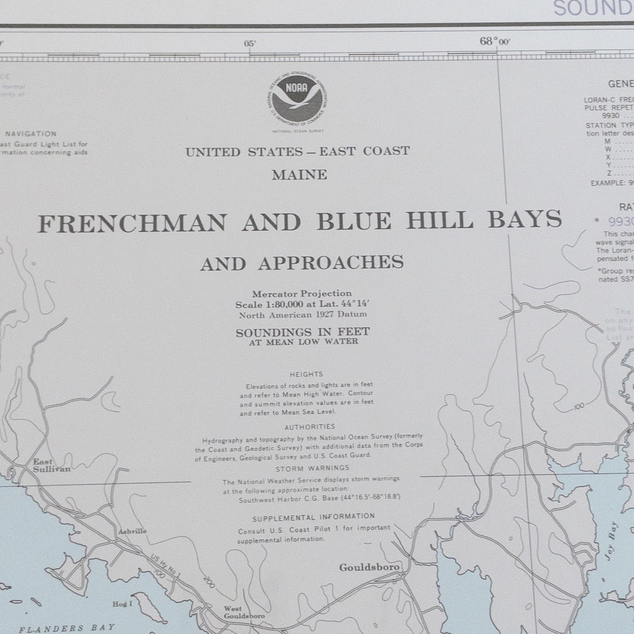 NOAA Maine Nautical & Sounding Chart 13312 Frenchman and Blue Hill Bays