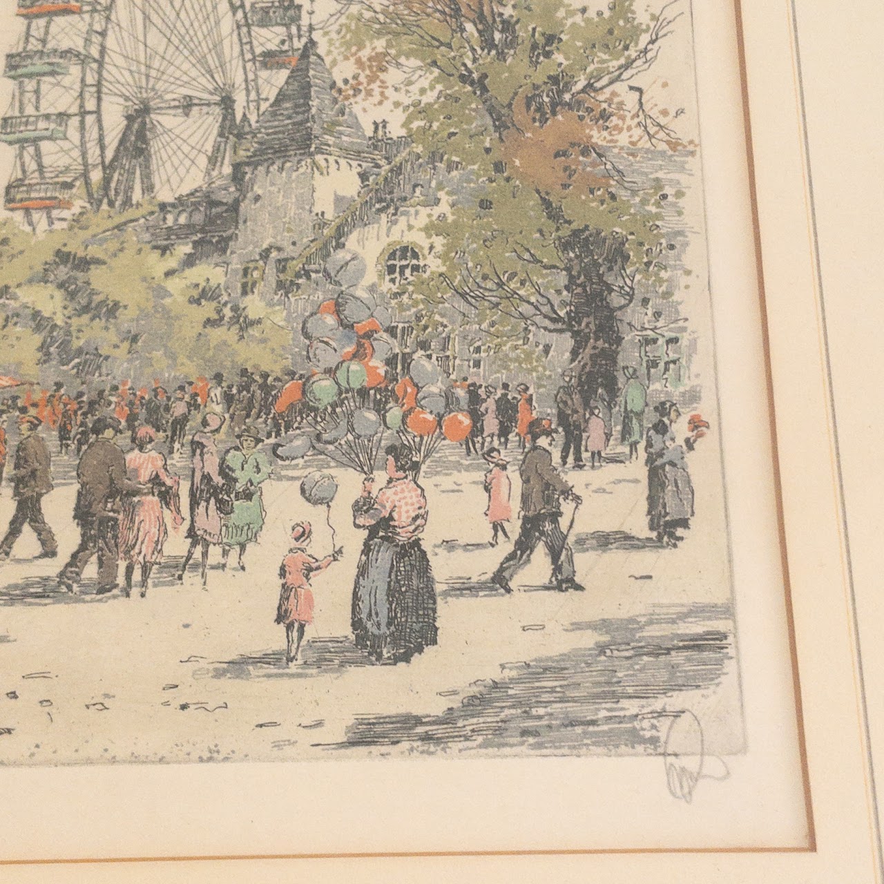 Hans Figura 'Prater Vienna' Signed Aquatint Etching, 1934