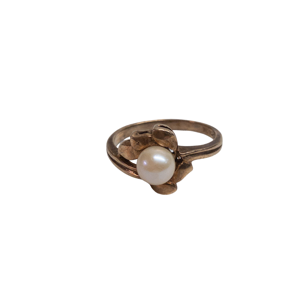 10K Gold Pearl Flower Ring