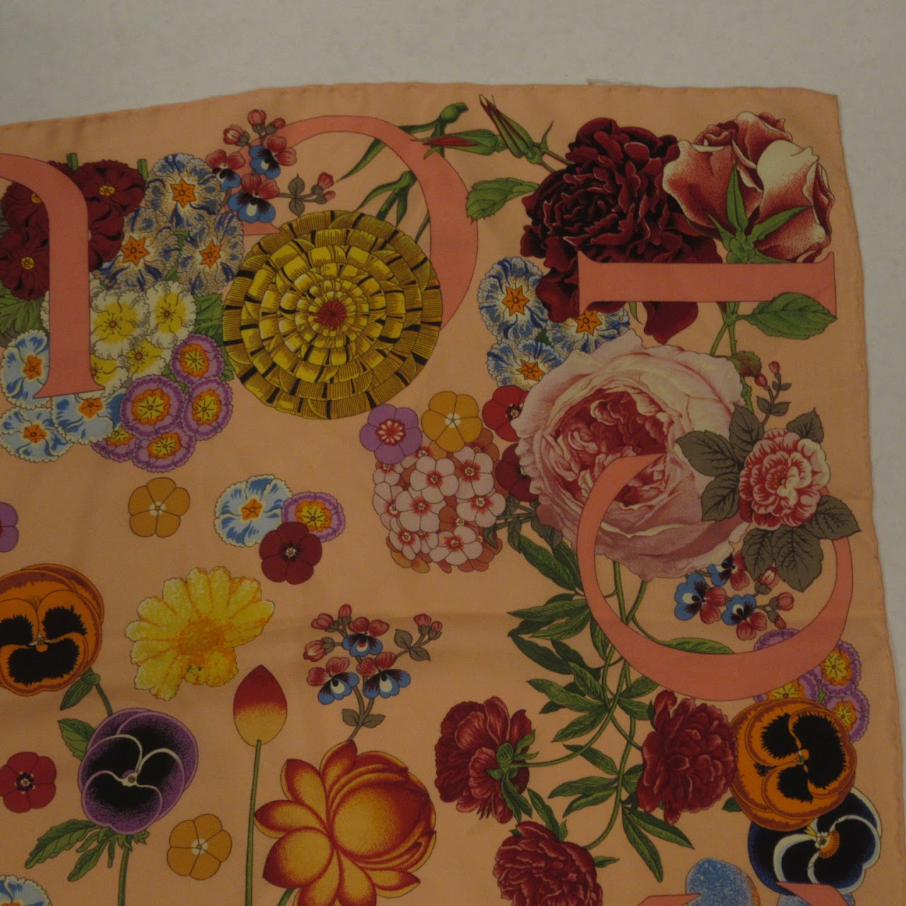 Gucci Pink Floral Silk Scarf