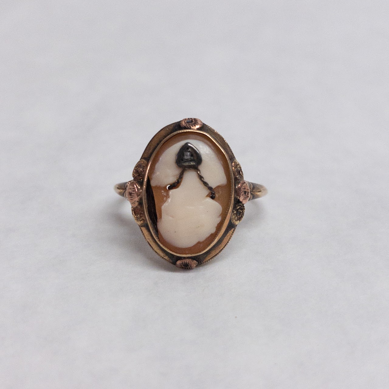 10K Gold & Diamond Cameo Ring