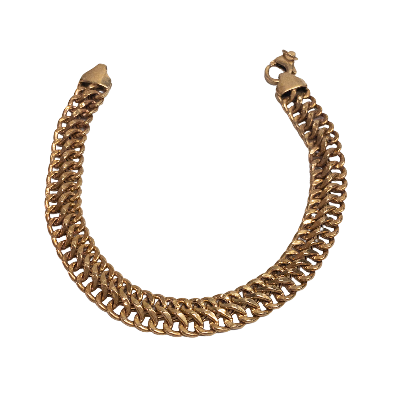 18K Gold Double Row Curb Link Bracelet NEEDS REPAIR
