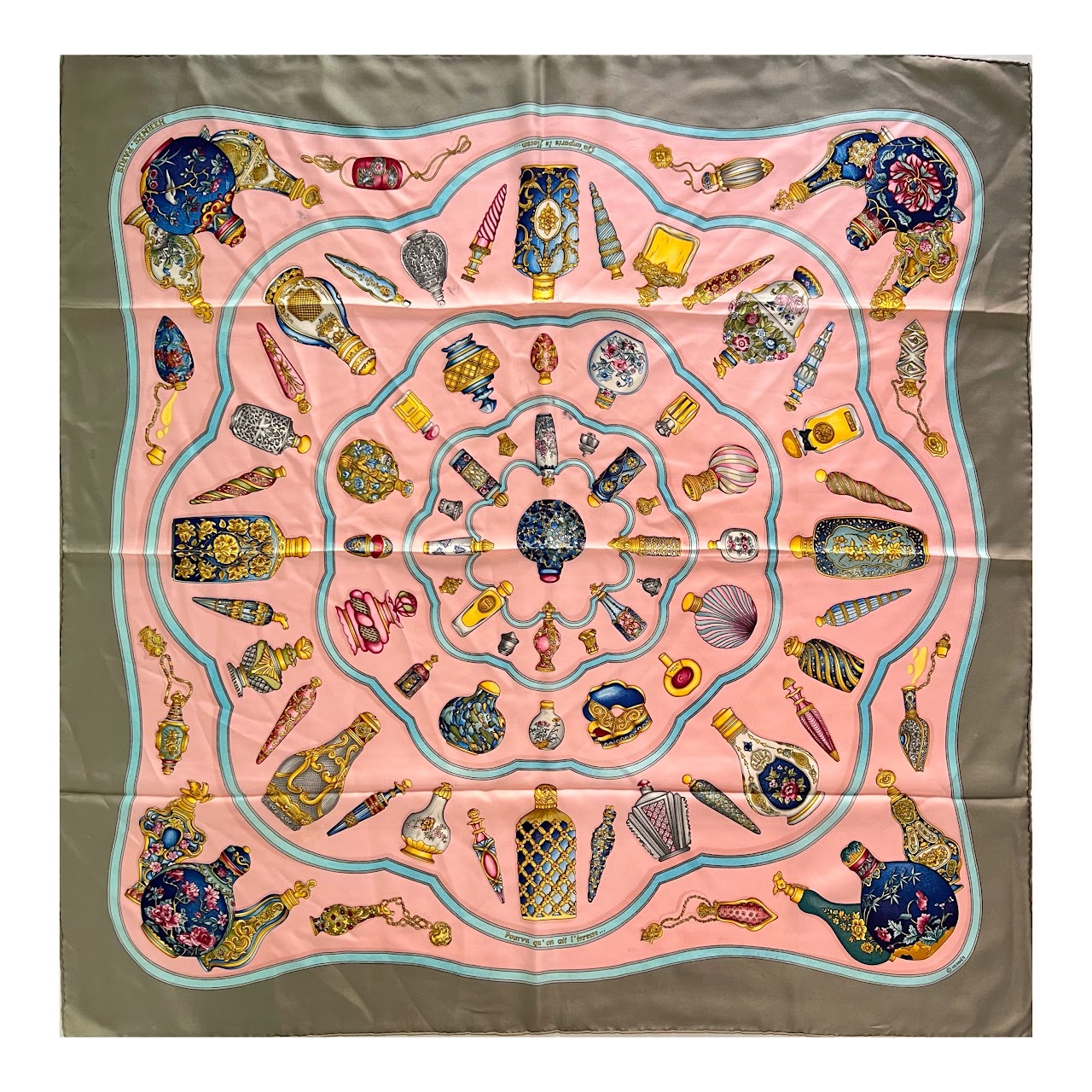 Hermès Pink Qu' Importe Le Flacon Silk 90 Scarf